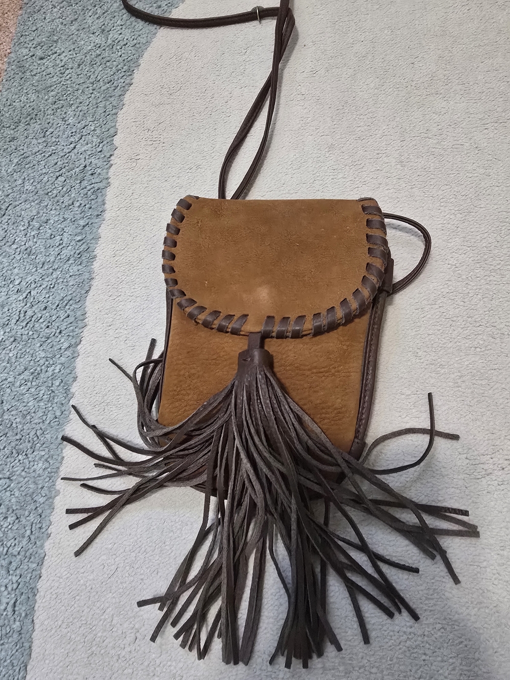 HOBO Brown Suede Mini Crossbody with Fringe